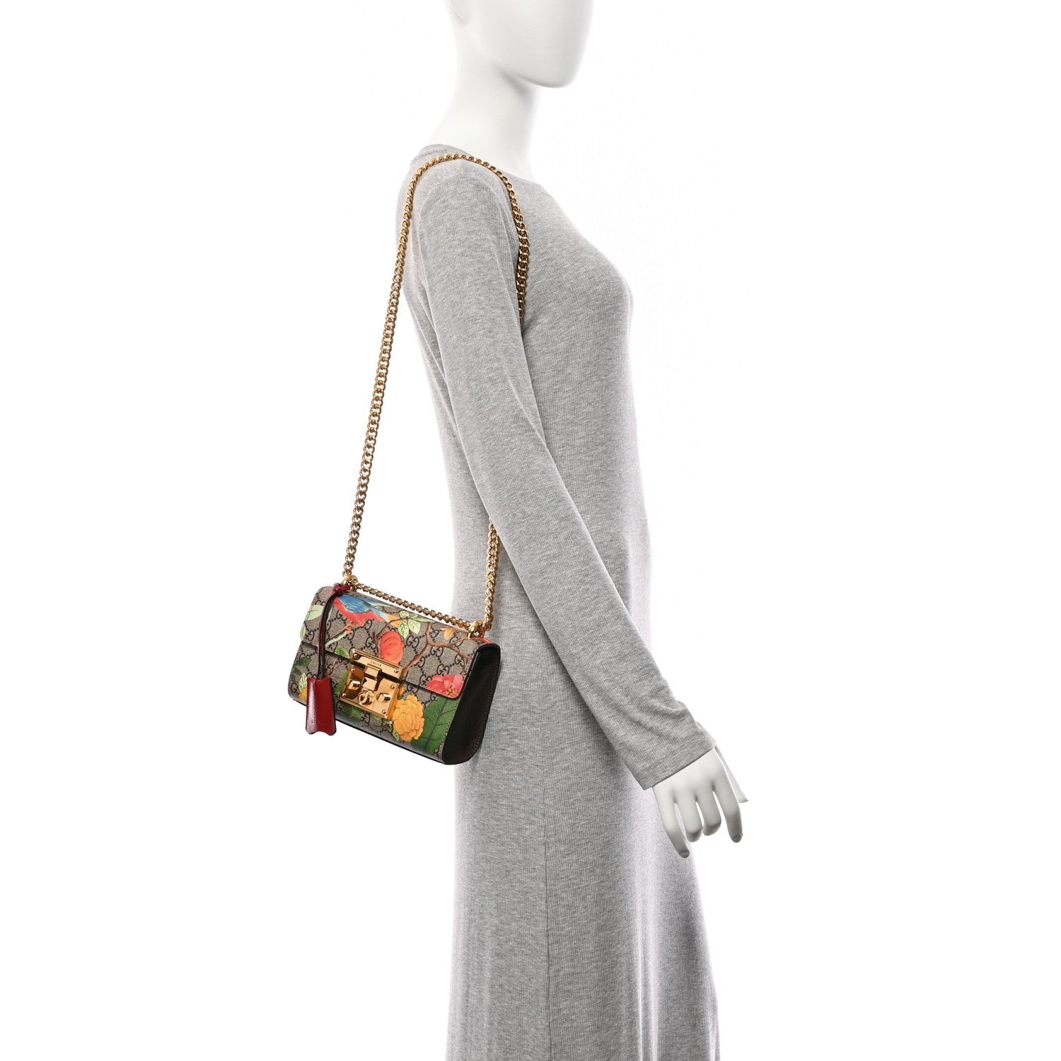 Gucci GG Supreme Monogram Tian Small Padlock Shoulder Bag Beige Multicolor New Acero 2 of 11