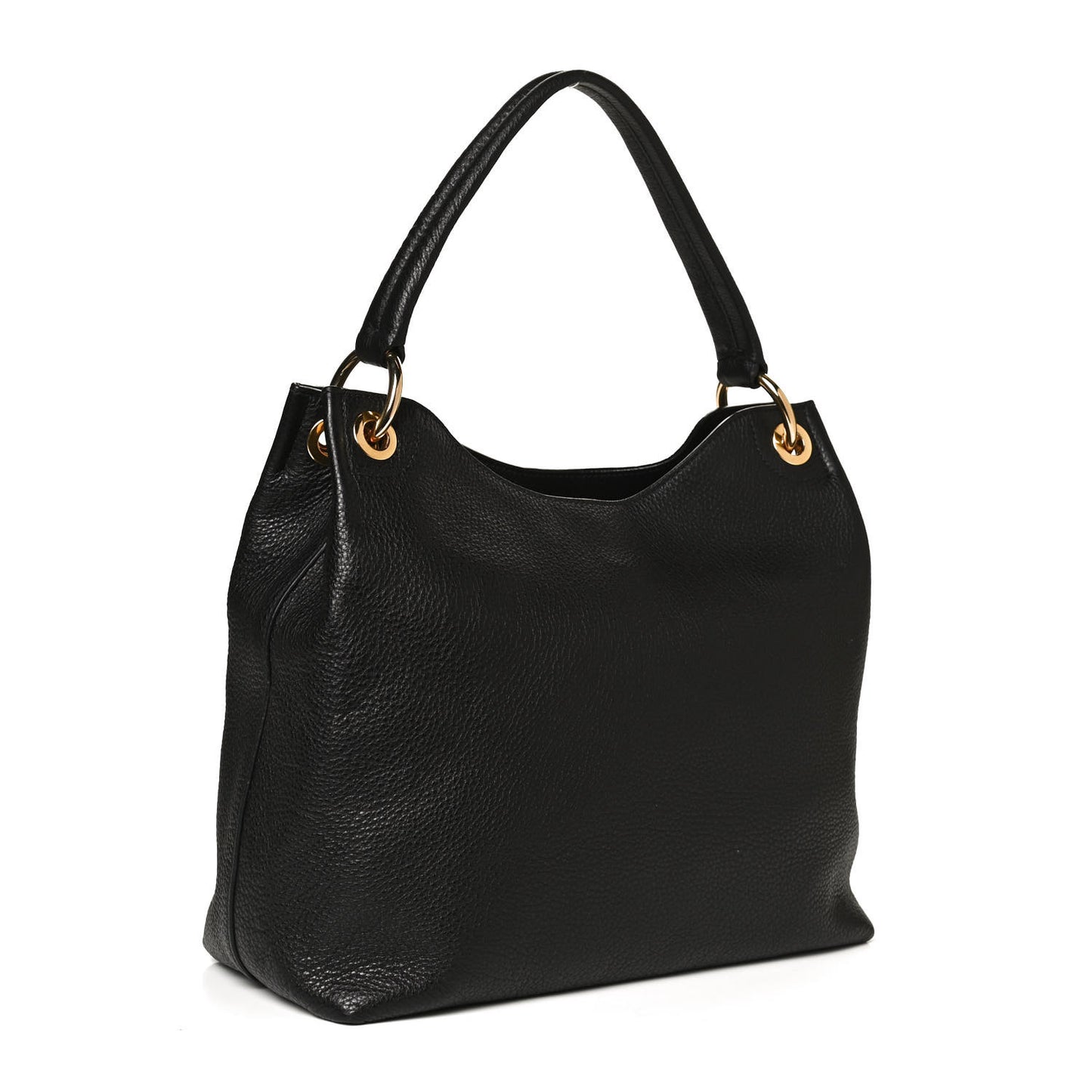 Vitello Phenix Embossed Logo Hobo Black
