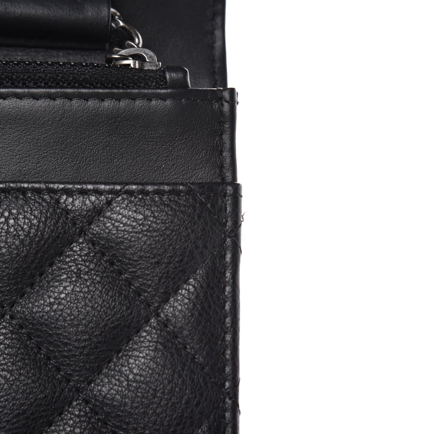 Calfskin Quilted Boy Wallet On Chain WOC Black
