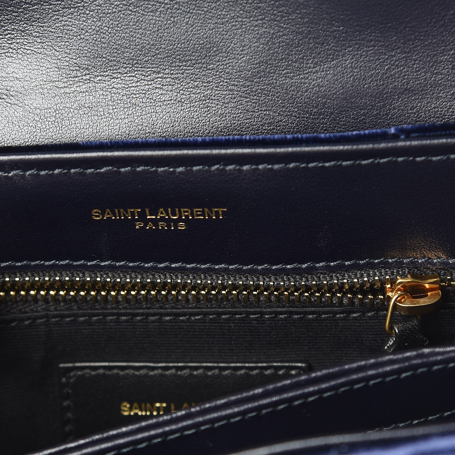 Saint Laurent Velvet Y Quilted Monogram Toy Loulou Crossbody Bag Navy 9 of 11
