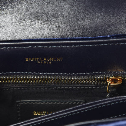 Saint Laurent Velvet Y Quilted Monogram Toy Loulou Crossbody Bag Navy 9 of 11