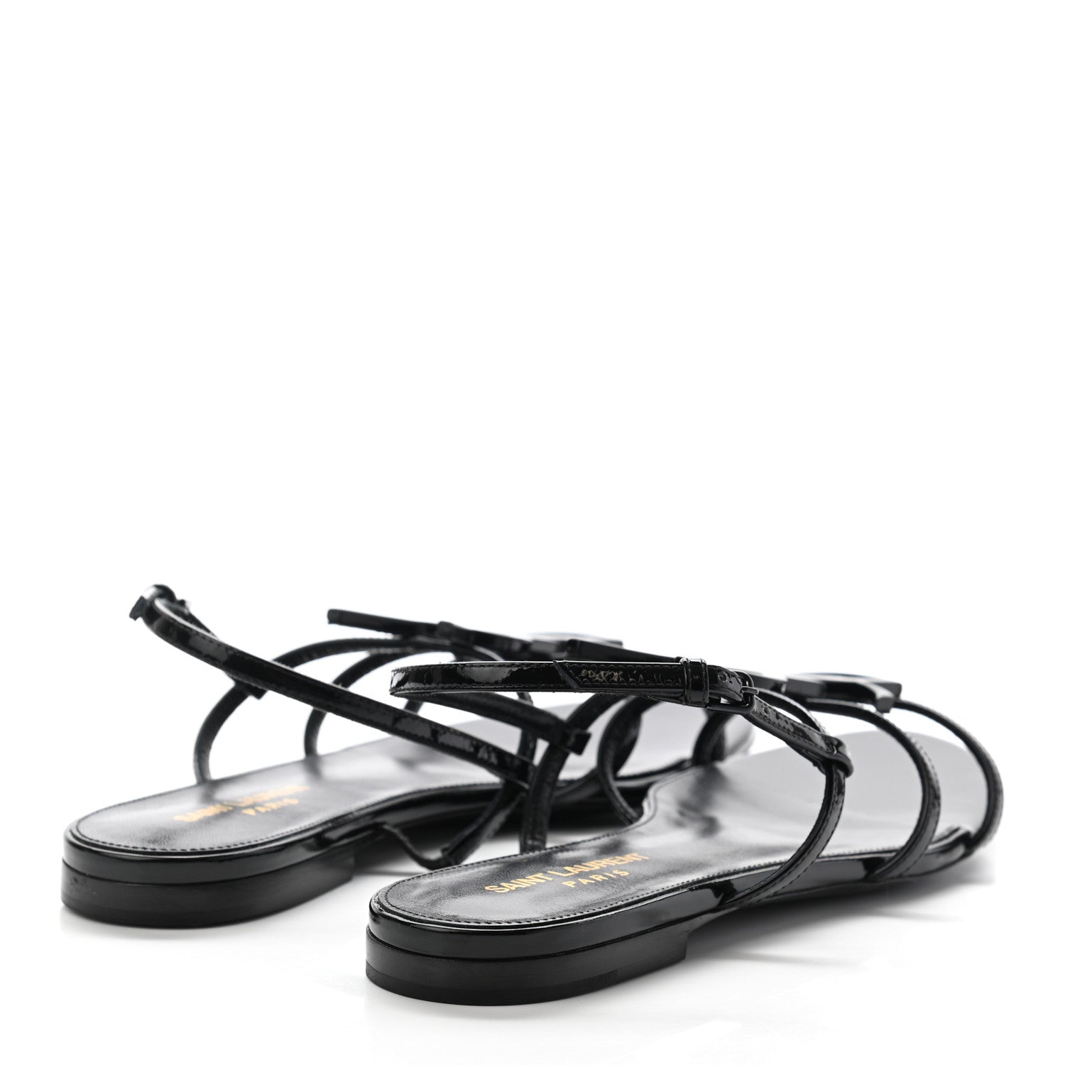 Saint Laurent Patent Calfskin Cassandra Monogram Sandals 37 Black 4 of 8