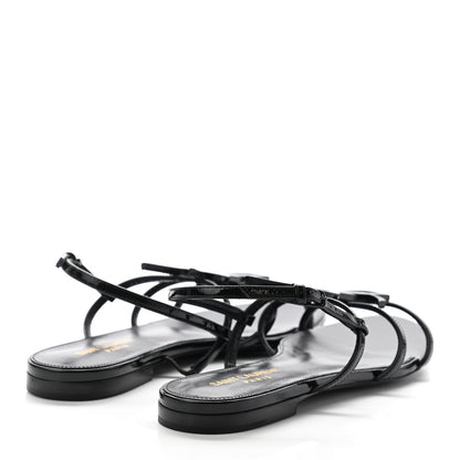 Saint Laurent Patent Calfskin Cassandra Monogram Sandals 37 Black 4 of 8