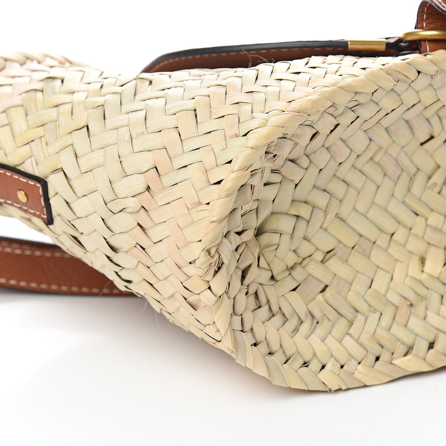Raffia Calfskin Marcie Basket Tan
