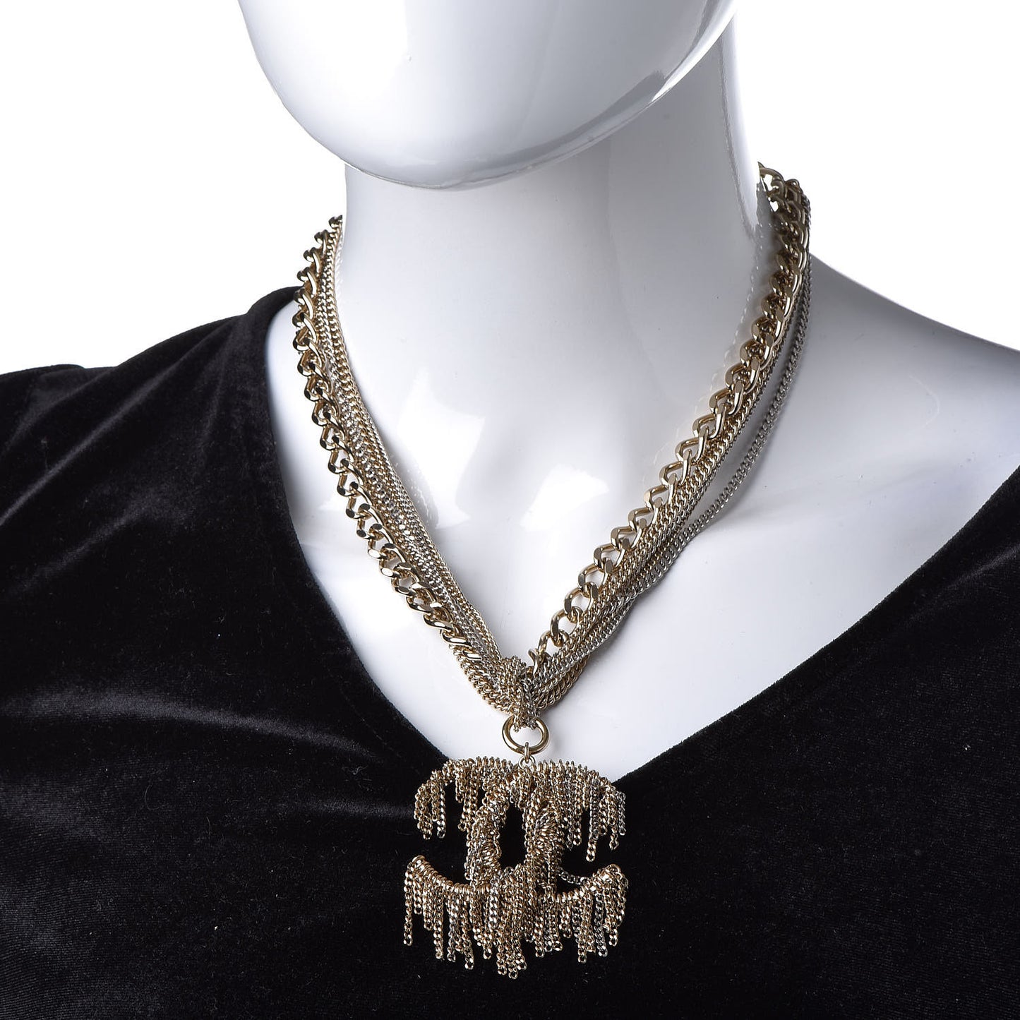 Multi Strand Chain CC Short Necklace Gold
