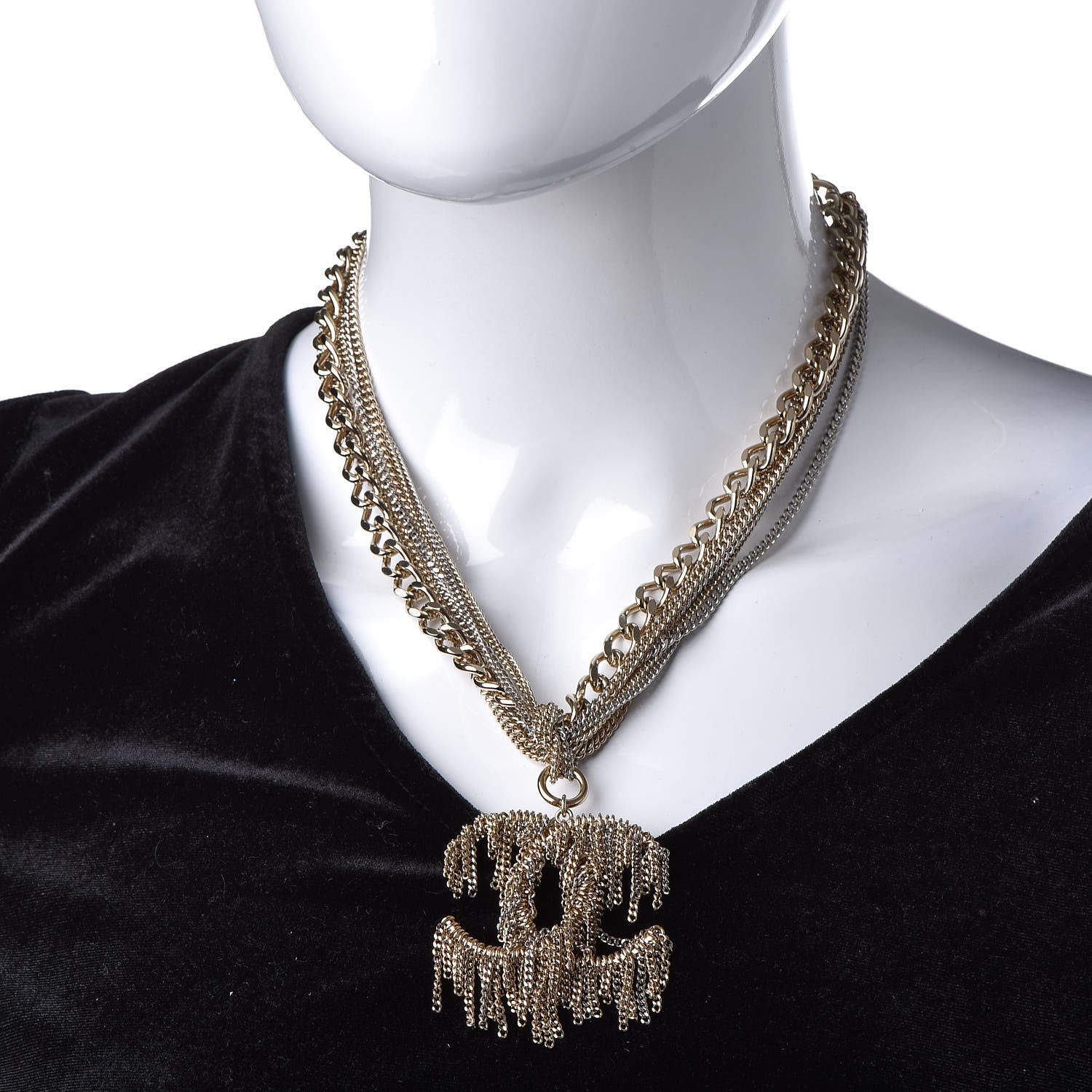 Chanel Multi Strand Chain CC Short Necklace Gold 2 of 6