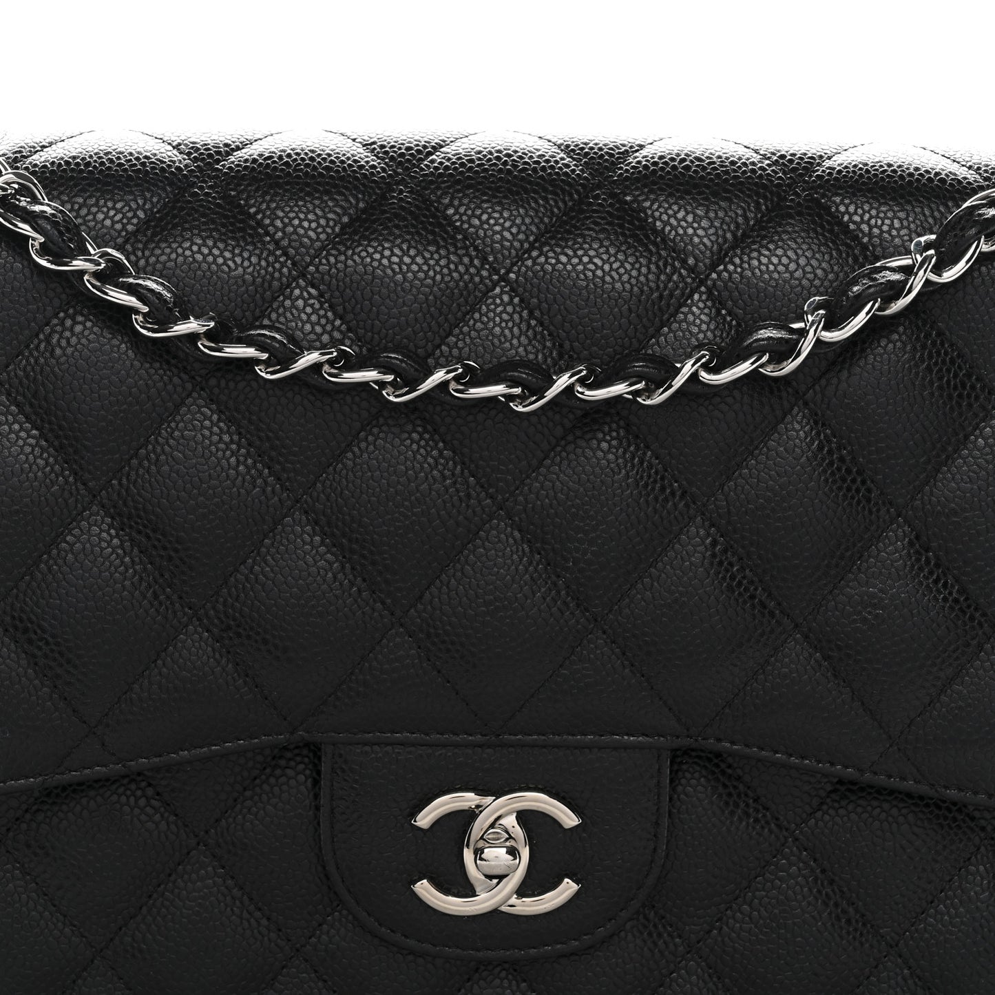 Caviar Quilted Jumbo Double Flap Black