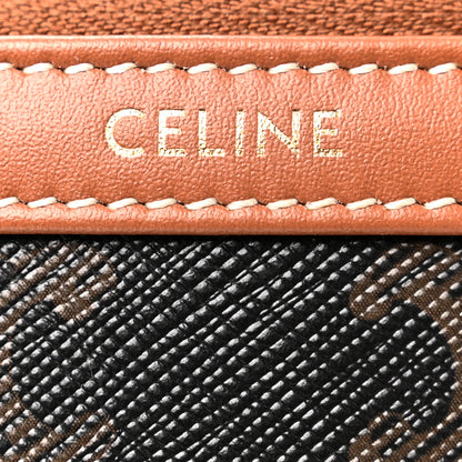 Celine Triomphe Canvas Calfskin Medium Cosmetic Pouch Tan 6 of 8