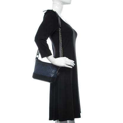 Chanel Aged Calfskin Quilted Small Gabrielle Hobo Navy Black 2 of 10