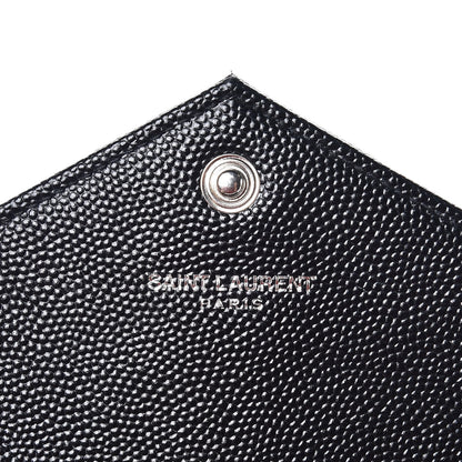 Saint Laurent Grain De Poudre Matelasse Chevron Monogram Envelope Chain Wallet Black 6 of 8