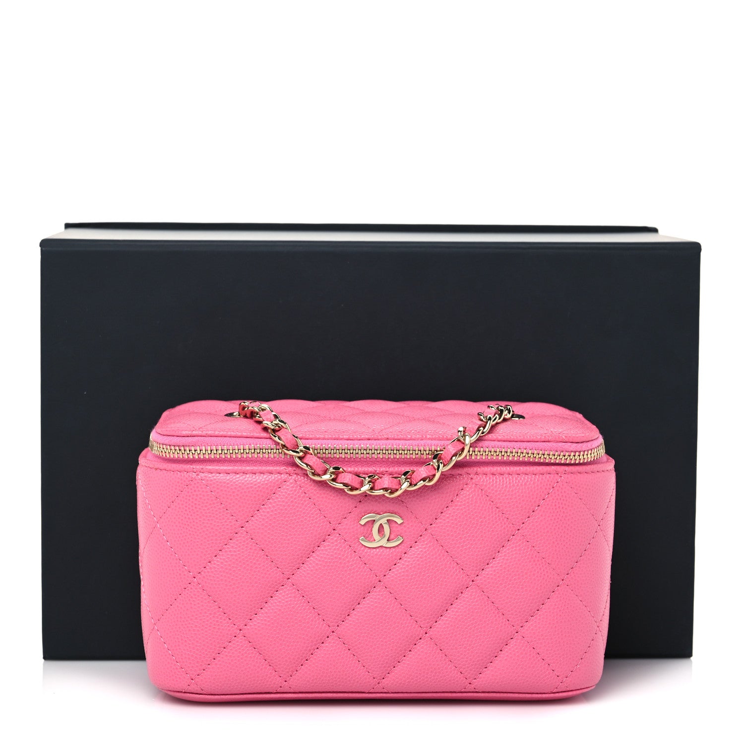 Chanel Caviar Quilted Small Vanity Case With Chain Pink 10 of 10