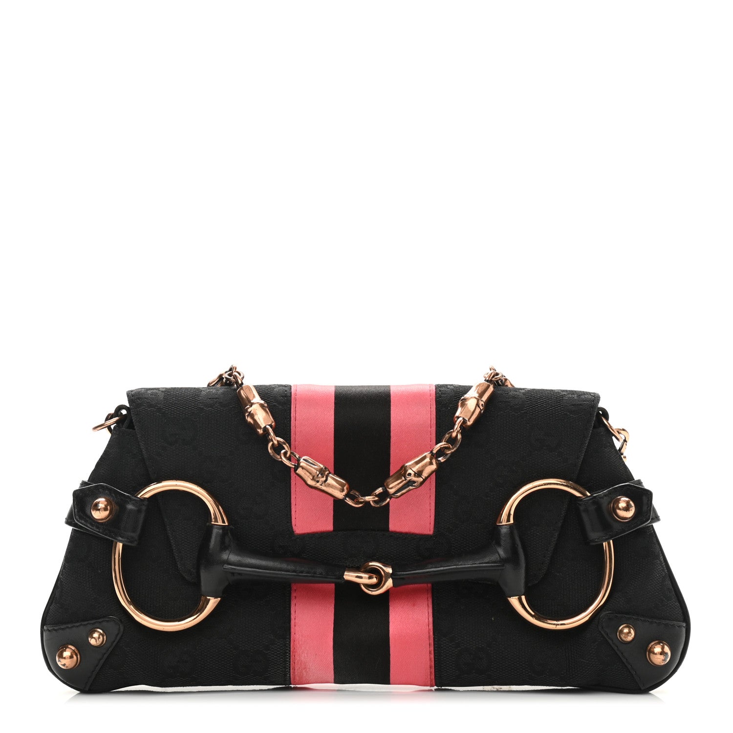 Gucci Monogram Horsebit Web Clutch Black 1 of 13