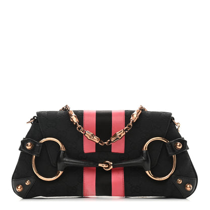 Gucci Monogram Horsebit Web Clutch Black 1 of 13