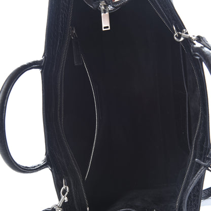 Saint Laurent Calfskin Crocodile Embossed Medium Cabas Rive Gauche Black 6 of 11