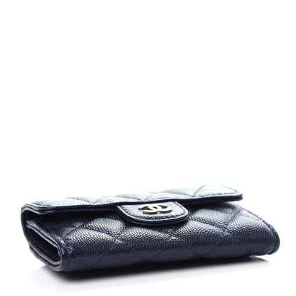 Chanel Caviar Quilted Flap Card Holder Wallet Navy Blue 4 of 9