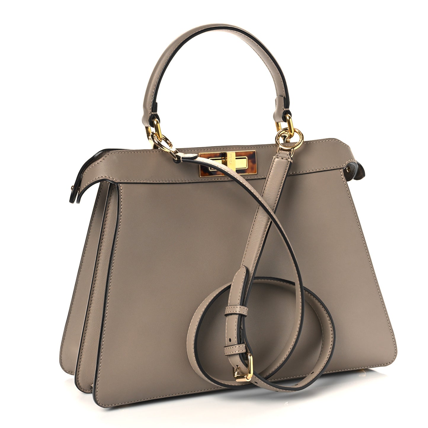 Vitello Seta Shiny Nappa Plexiglass Medium Peekaboo I SEE U Satchel Tortora