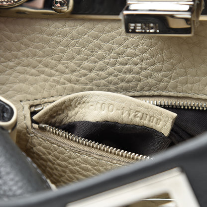 Fendi Cuoio Romano Selleria Bi-Color Mini Peekaboo Iconic Satchel Asfalto Latte 8 of 11