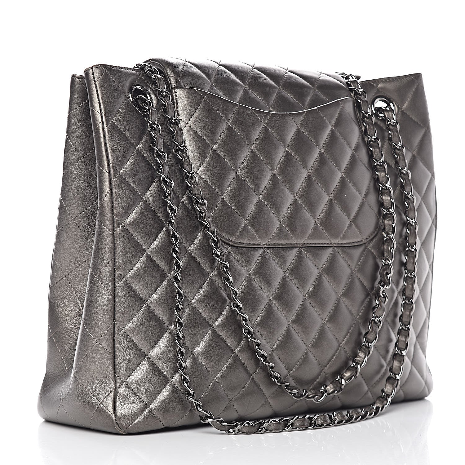 Chanel Metallic Calfskin Quilted Flap Tote Dark Silver 3 of 18
