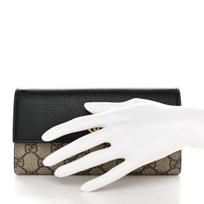 Gucci Dollar Calfskin GG Supreme Monogram GG Marmont Continental Wallet Black Beige Ebony 2 of 8