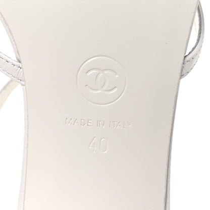 Chanel Lambskin Crystal CC Sandals 40 White 8 of 11