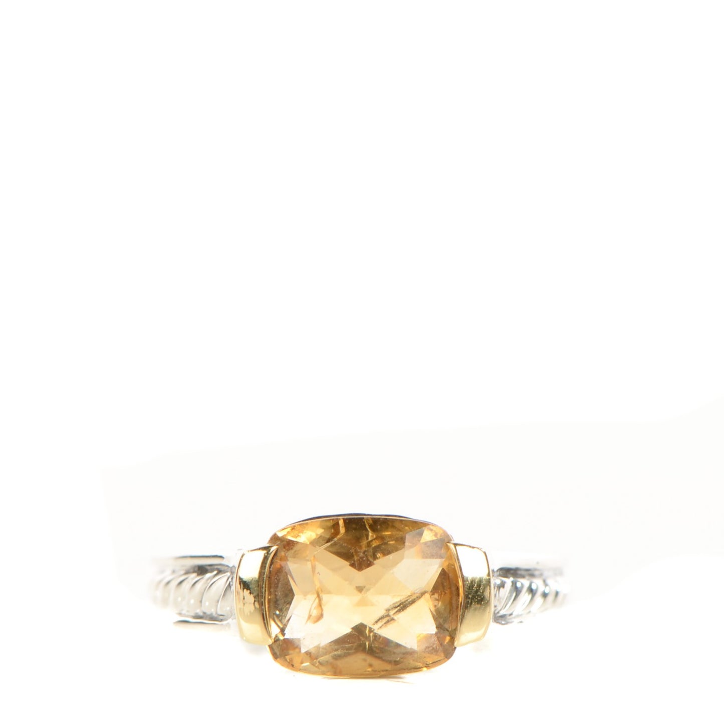 Sterling Silver 18K Yellow Gold Citrine 8mm Ring 54.5 7