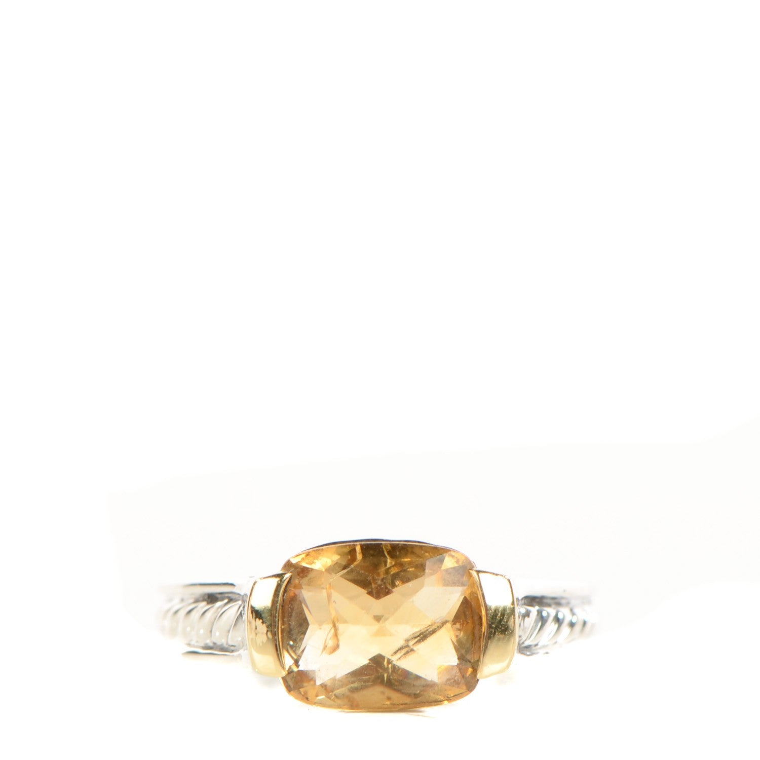 David Yurman Sterling Silver 18K Yellow Gold Citrine 8mm Ring 54.5 7 1 of 4