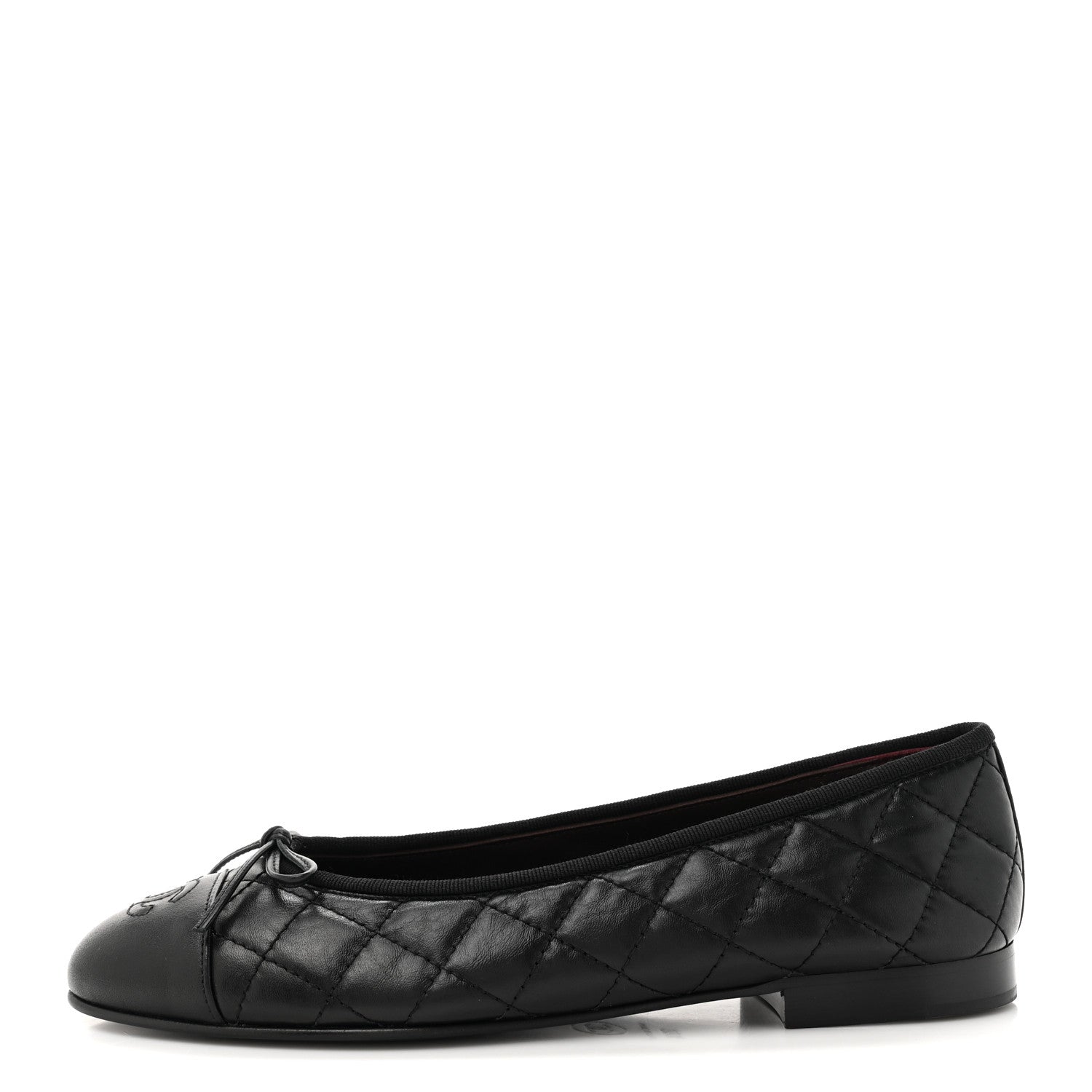Chanel Aged Calfskin Quilted CC Cap Toe Ballerina Flats 38.5 Black 1 of 10