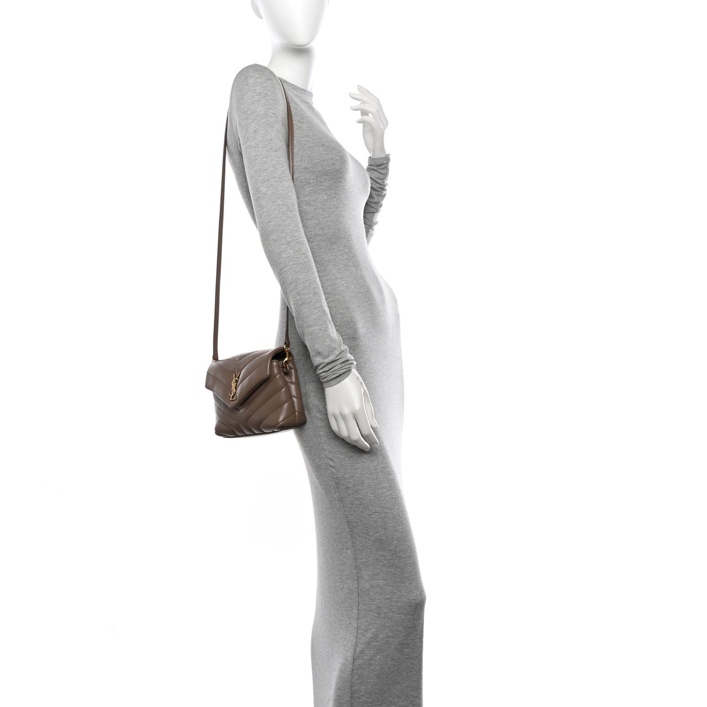 Calfskin Y Quilted Monogram Toy Loulou Crossbody Bag Taupe