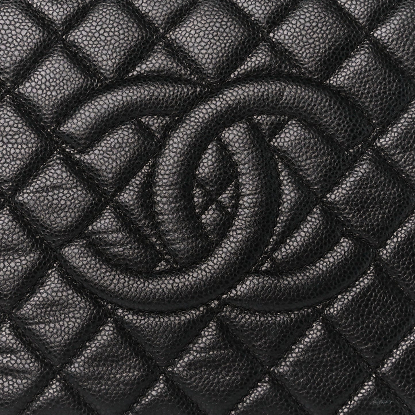 Caviar Quilted CC Beauty Clutch Black