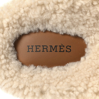 Hermes Suede Goatskin Woolskin Womens Chypre Sandals 39 8 of 9