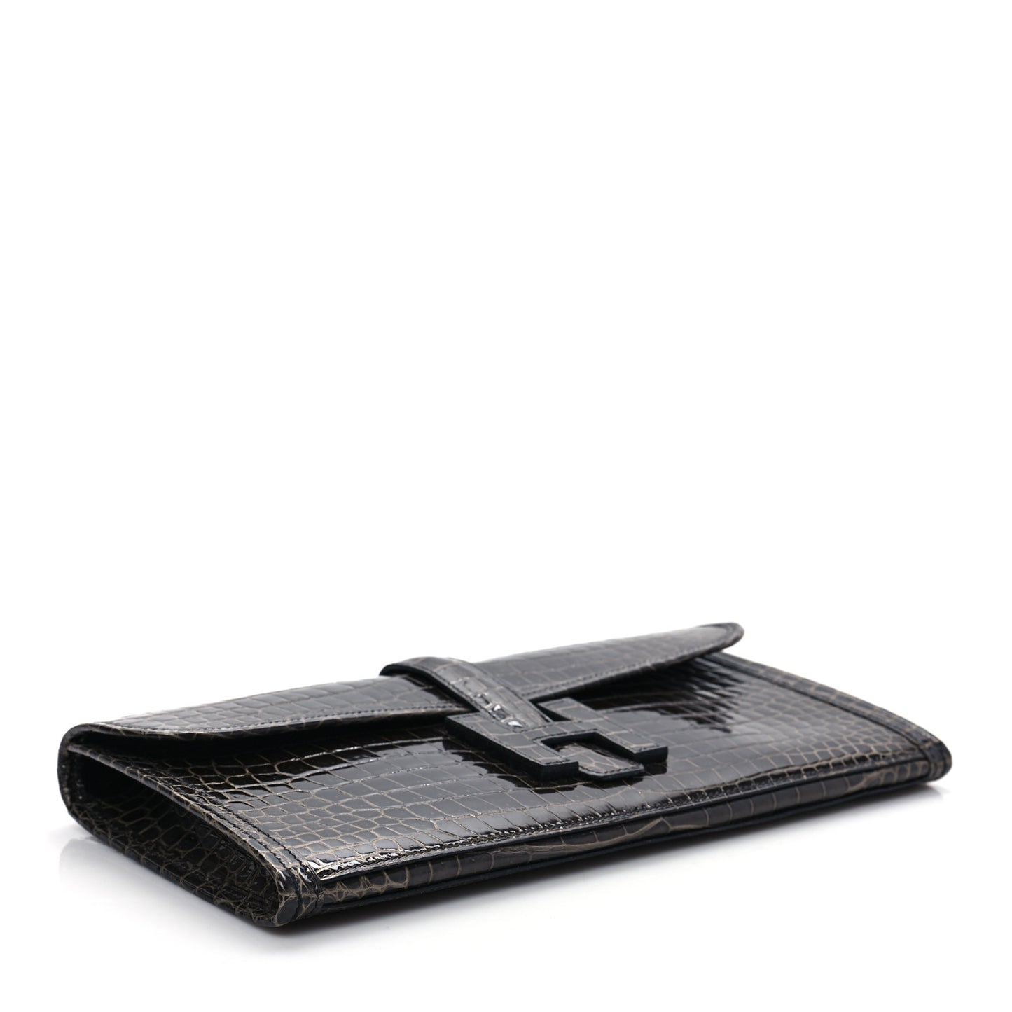 Shiny Porosus Crocodile Jige Elan 29 Clutch Graphite