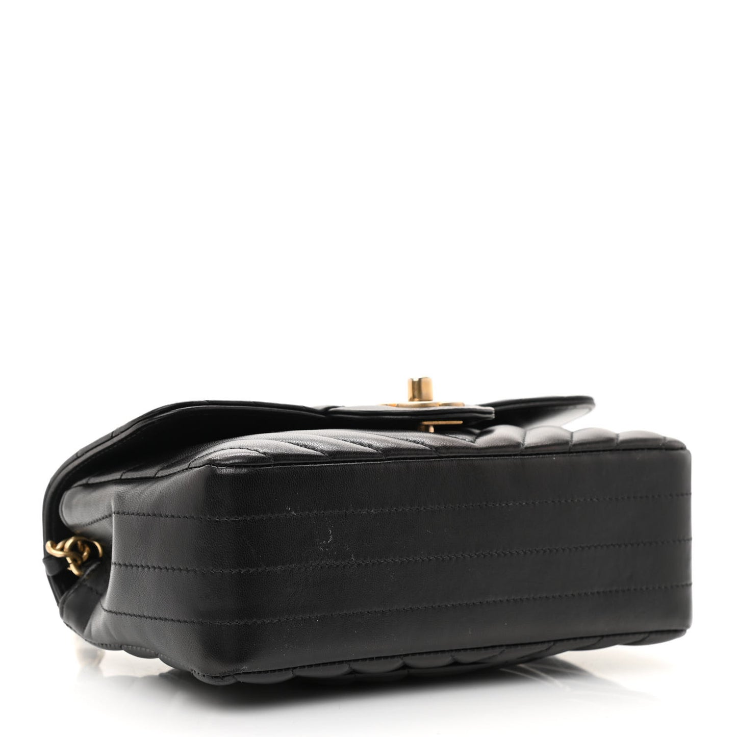Lambskin Chevron Quilted Mini Rectangular Flap Black
