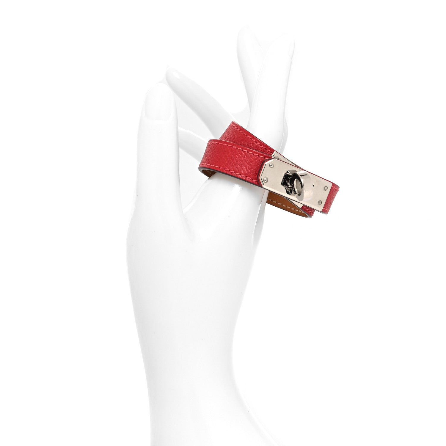 Hermes Epsom Kelly Double Tour Bracelet XS Rouge Casaque 2 of 6