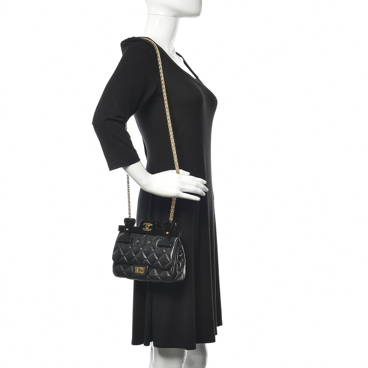Chanel Aged Calfskin Quilted 2.55 Reissue Mini Hanger Flap Black 2 of 13