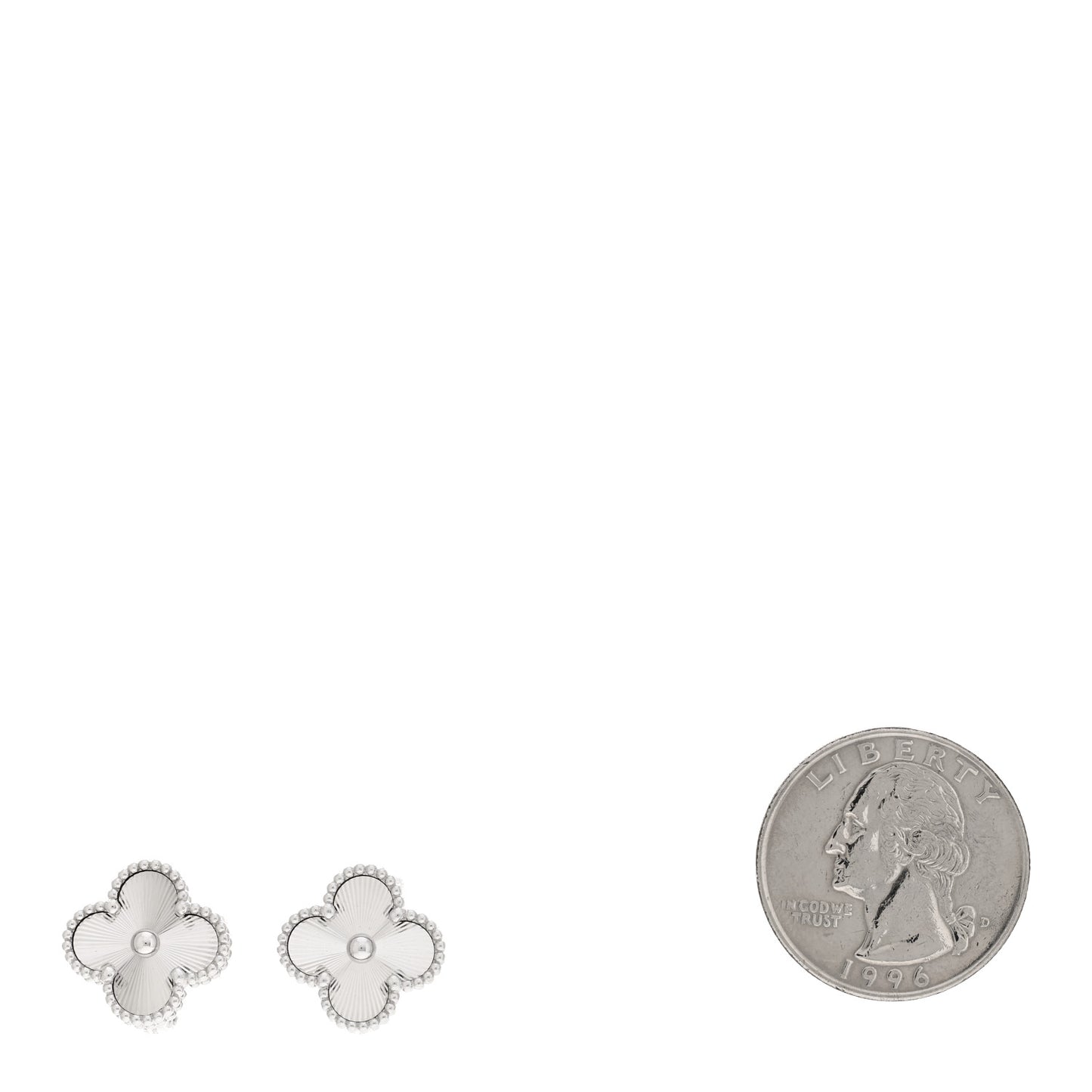 18K White Gold Guilloche Vintage Alhambra Earrings