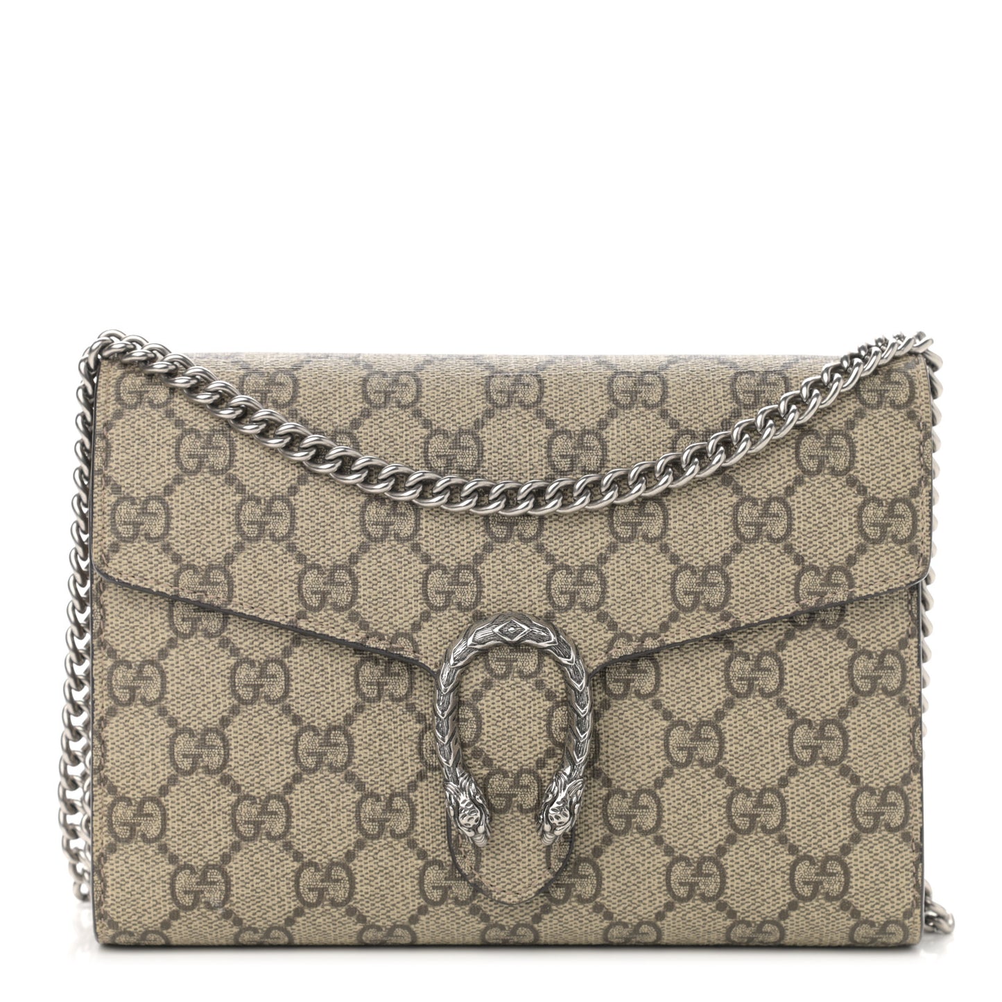 GG Supreme Monogram Mini Dionysus Chain Wallet Beige Taupe