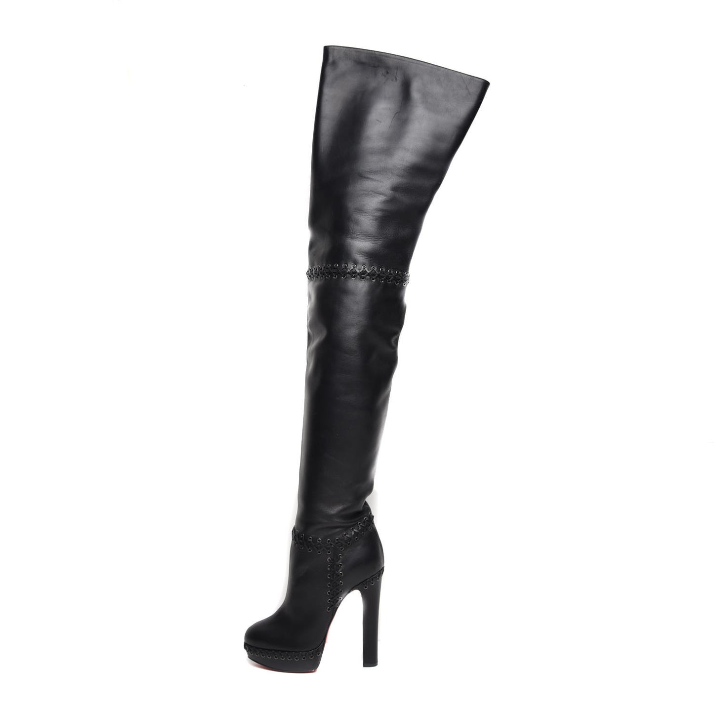 Calfskin Tres Contente Alta Thigh High Boots 37 Black