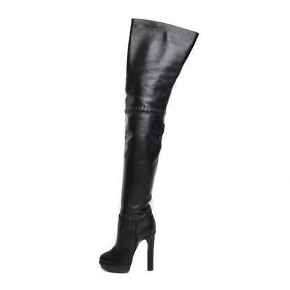 Christian Louboutin Calfskin Tres Contente Alta Thigh High Boots 37 Black 1 of 9