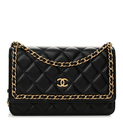 Chanel Lambskin Quilted Chain Around Wallet On Chain WOC Black 1 of 14