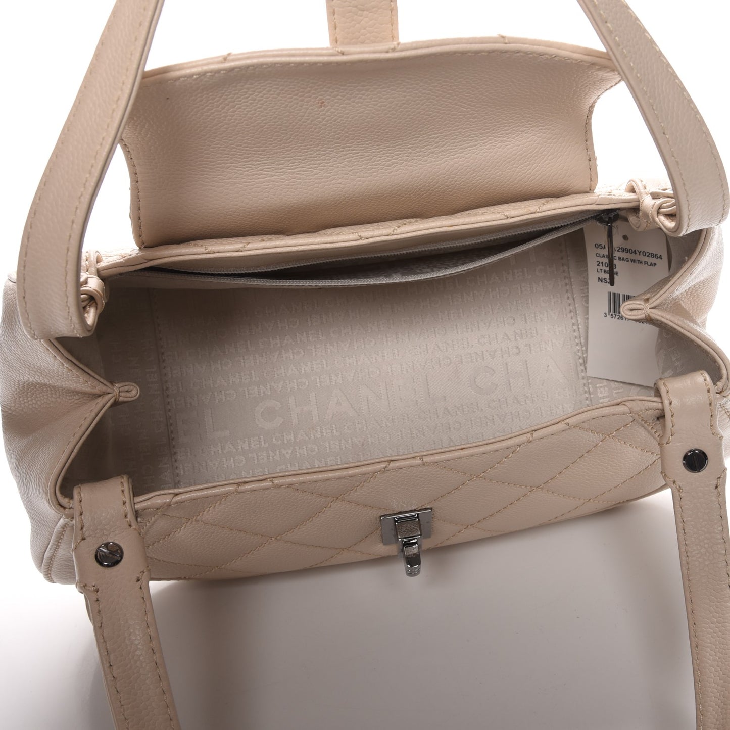 Caviar Quilted Mademoiselle Flap Bag Light Beige