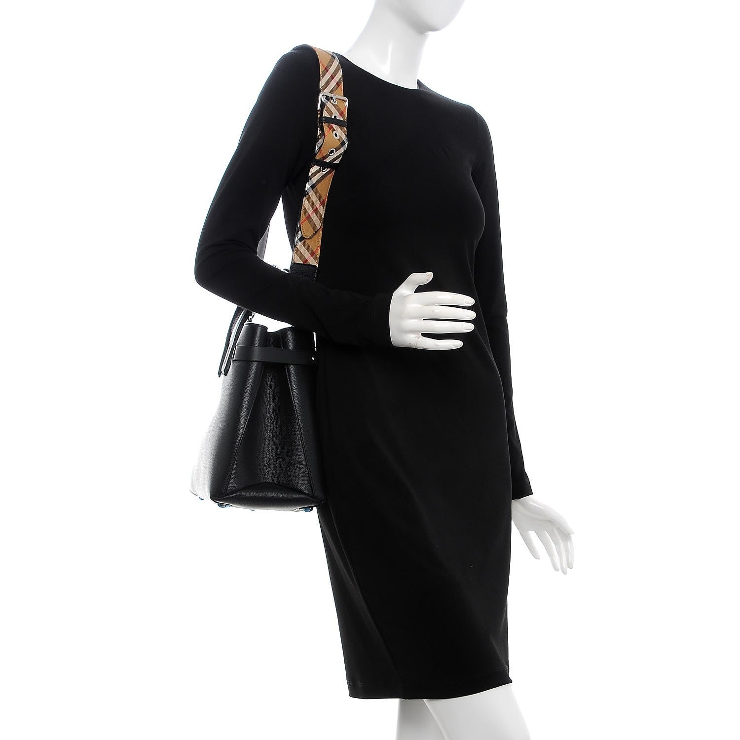 Burberry Derby Calfskin Medium Banner Tote Black 3 of 10