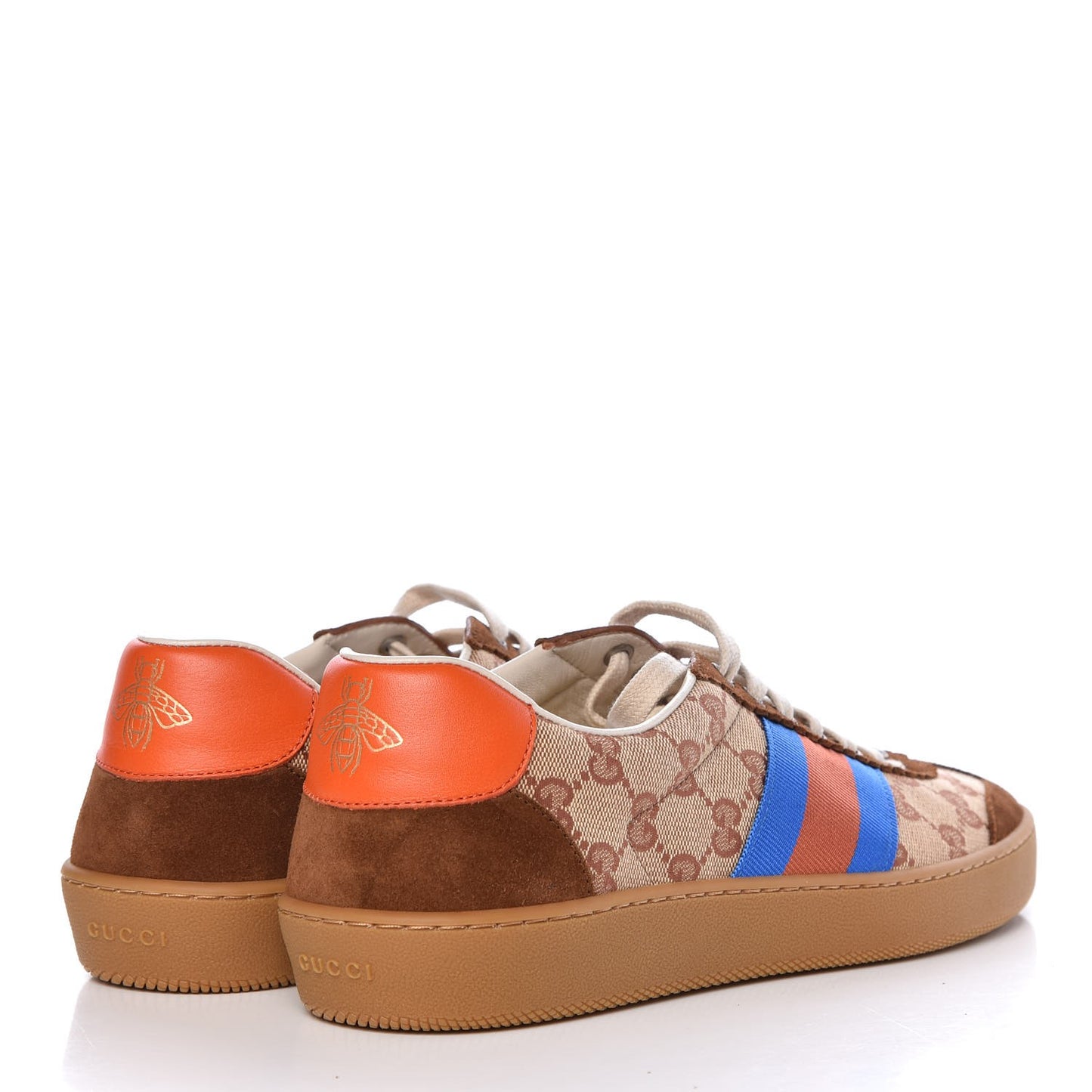 GG Monogram Suede Web Mens G74 Sneakers 8 Beige Ruggine Cuir