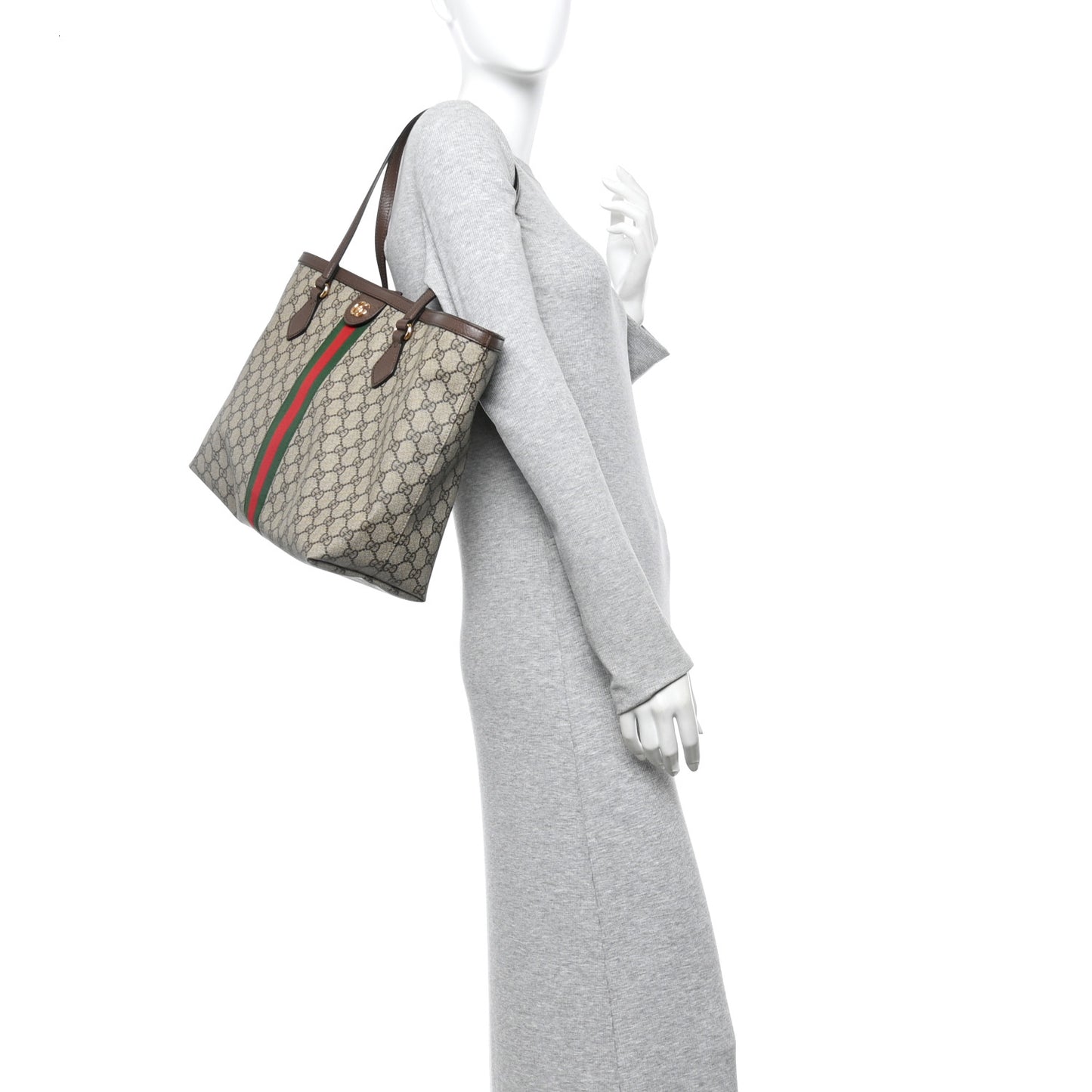 GG Supreme Monogram Medium Ophidia Shopping Tote Brown