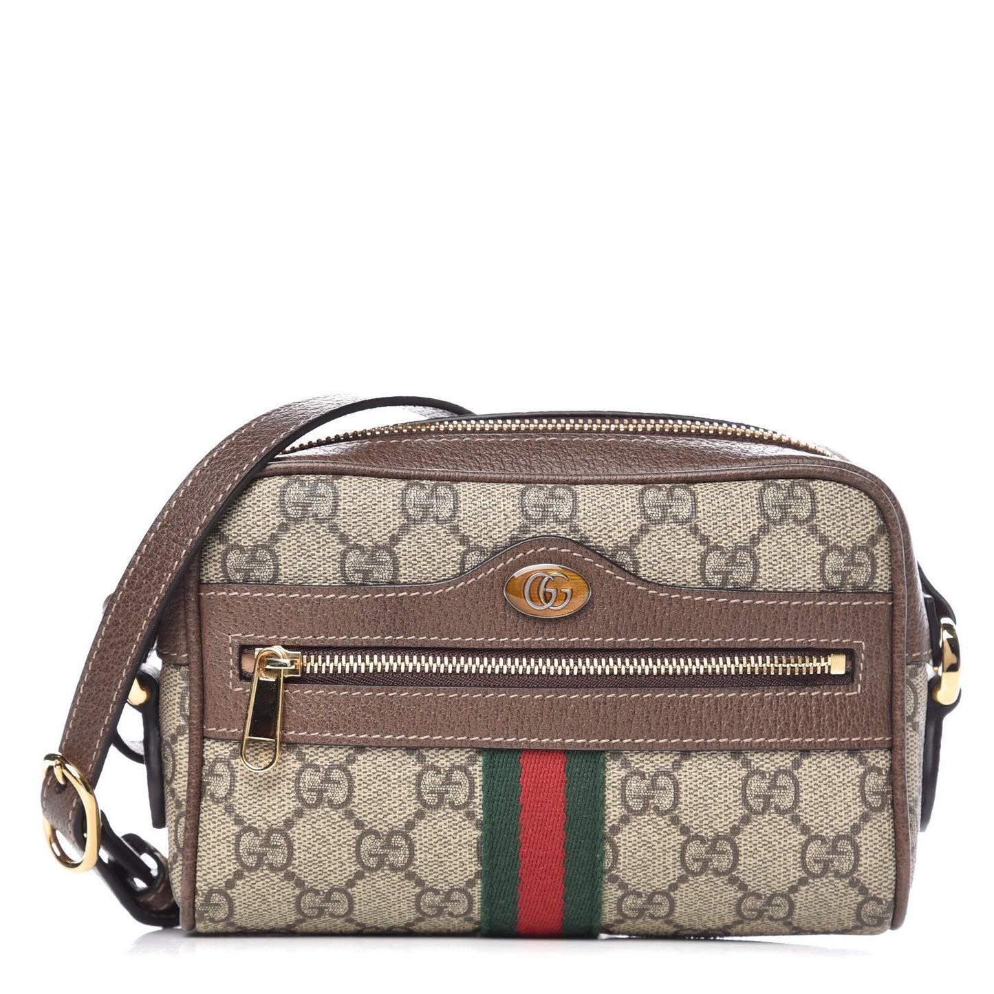GG Supreme Monogram Web Mini Ophidia Shoulder Bag Brown