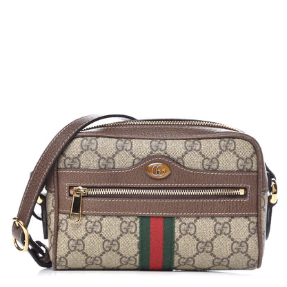Gucci GG Supreme Monogram Web Mini Ophidia Shoulder Bag Brown 1 of 16