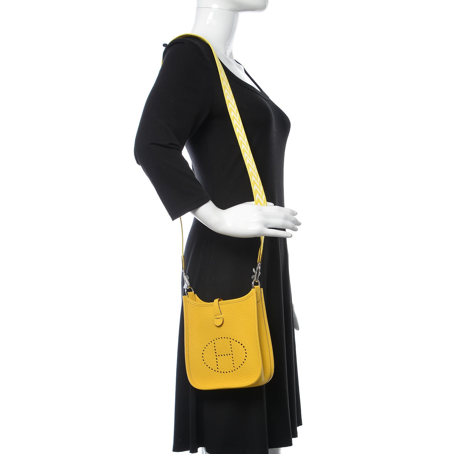 Hermes Taurillon Clemence Amazone Evelyne TPM Jaune De Naples White 2 of 9