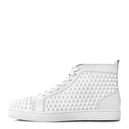 Christian Louboutin Calfskin Mens Louis Spikes Flat Sneakers 42 White 1 of 9