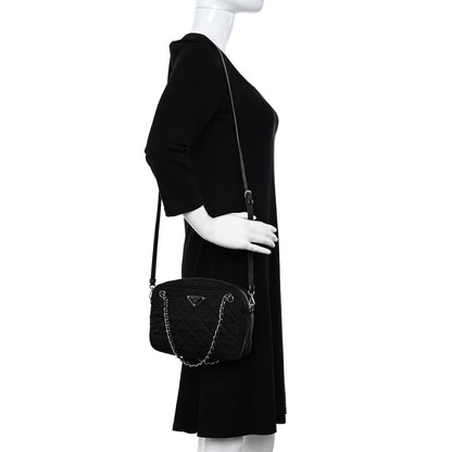 Prada Nylon Tessuto Impuntu Quilted Bandoliera Crossbody Bag Black 2 of 10