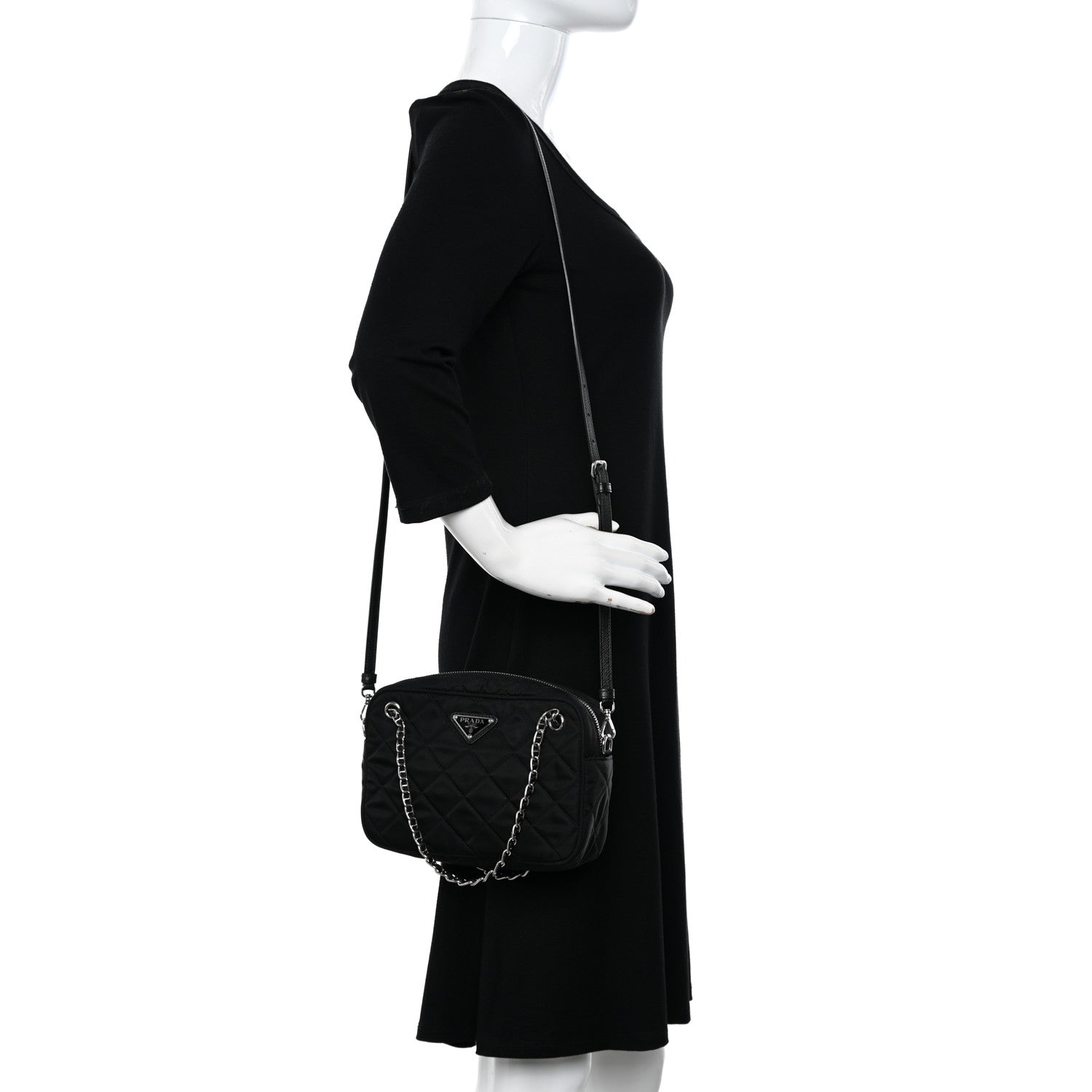 Prada Nylon Tessuto Impuntu Quilted Bandoliera Crossbody Bag Black 2 of 10