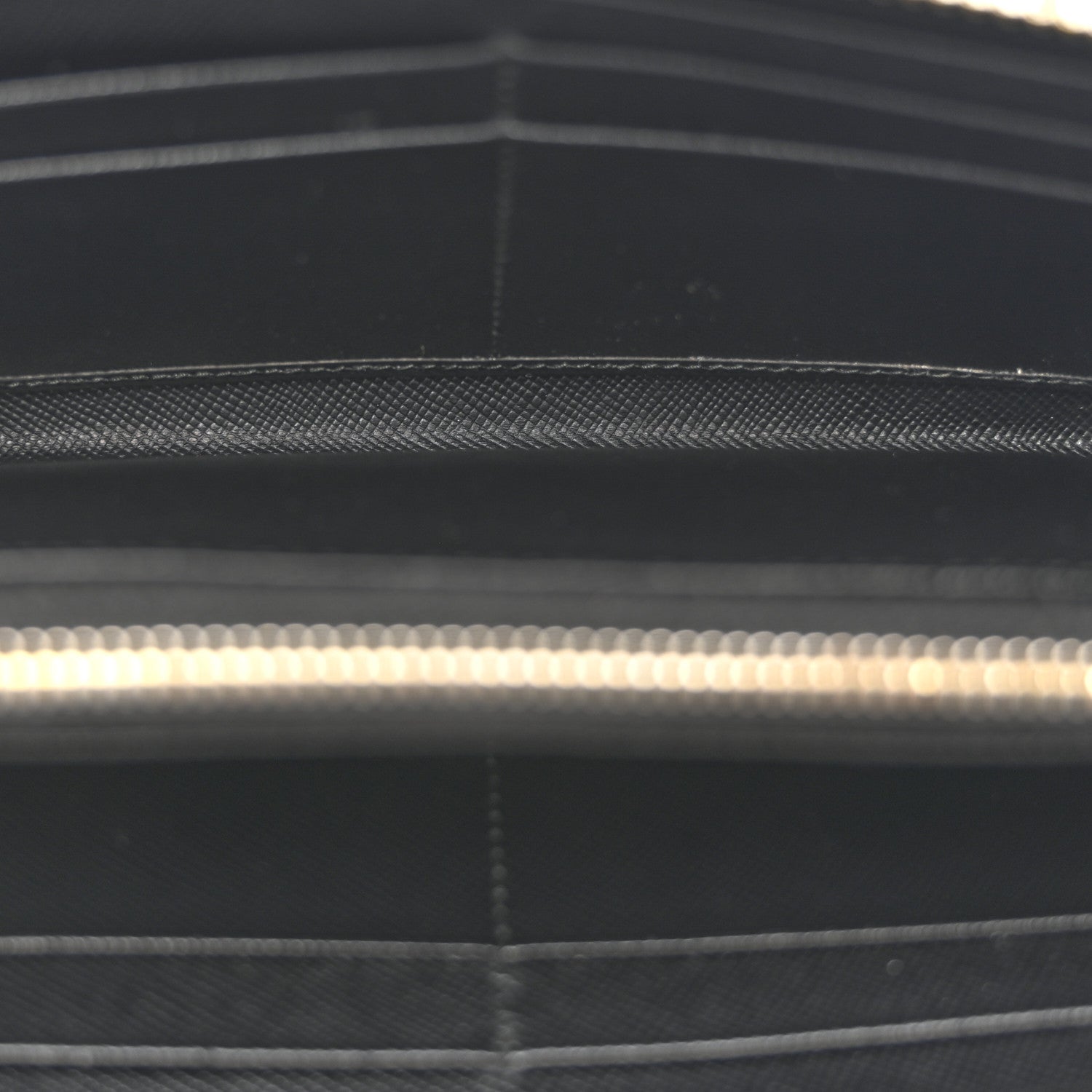 Prada Saffiano Metal Zip Around Wallet Black 5 of 13
